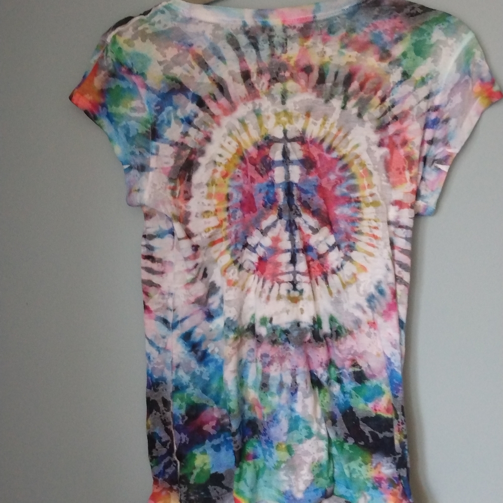 Clear See-Through Psychadelic Tie-Dye T-Shirt with Short Sleeves